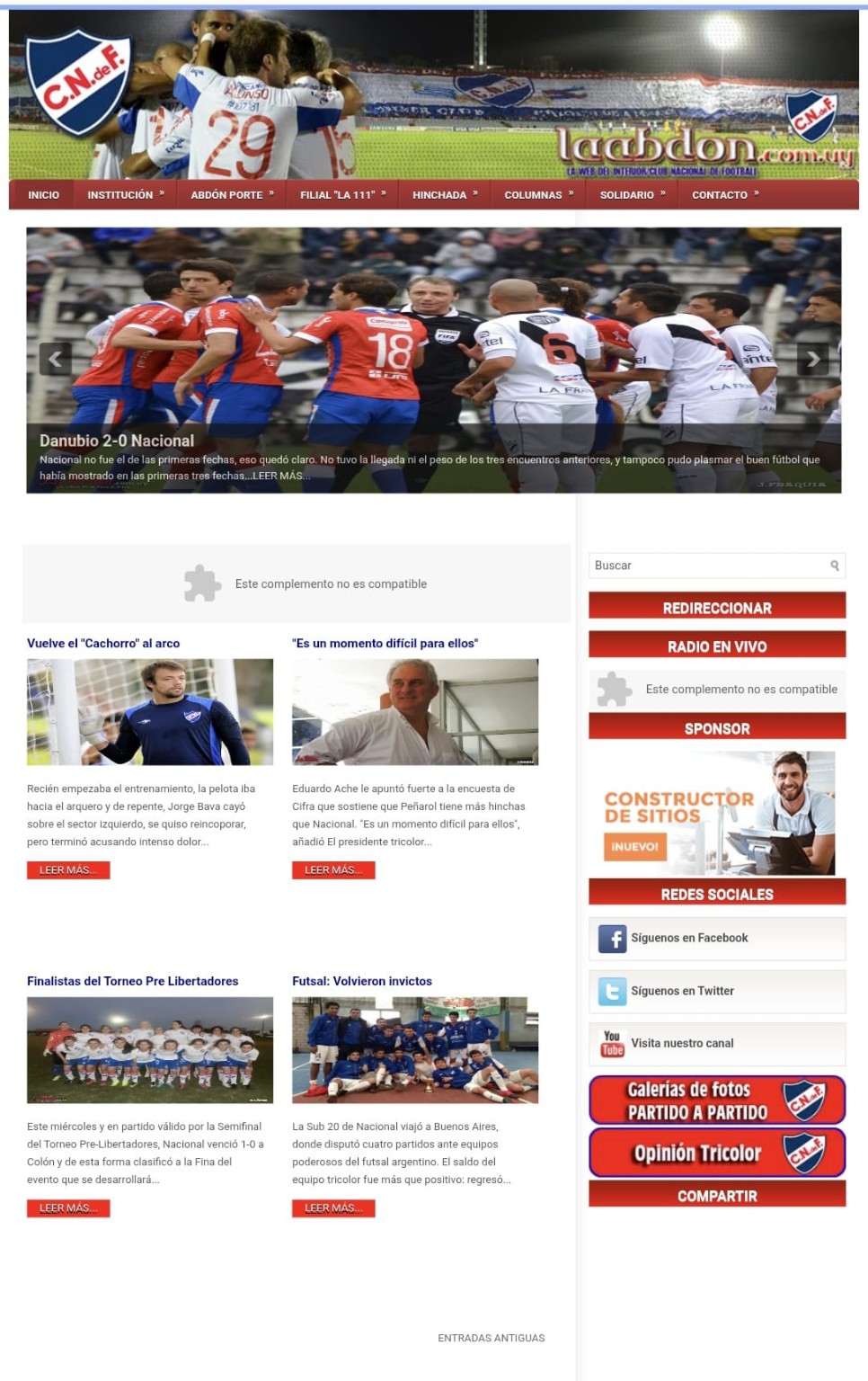 Captura completa de la primera web de La Abdón en laabdon.com.uy